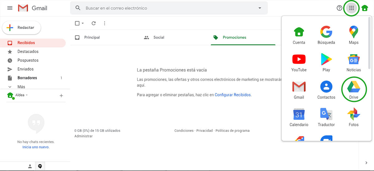 Enviar una carpeta por correo Gmail