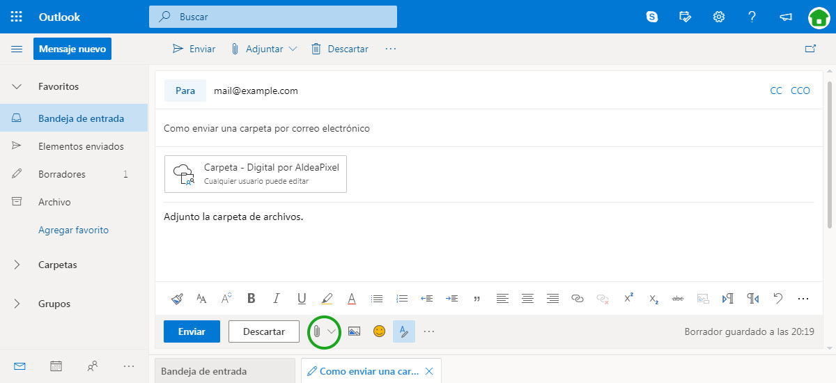 Adjuntar una carpeta en Outlook
